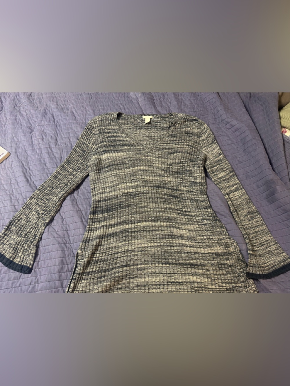 H&M Marled Black and‎ White Scoop Neck Sweater